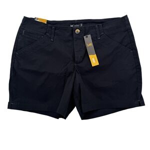 Lee Shorts Womens 12M Black Midrise Chino Casual Stretch Summer Lightweight